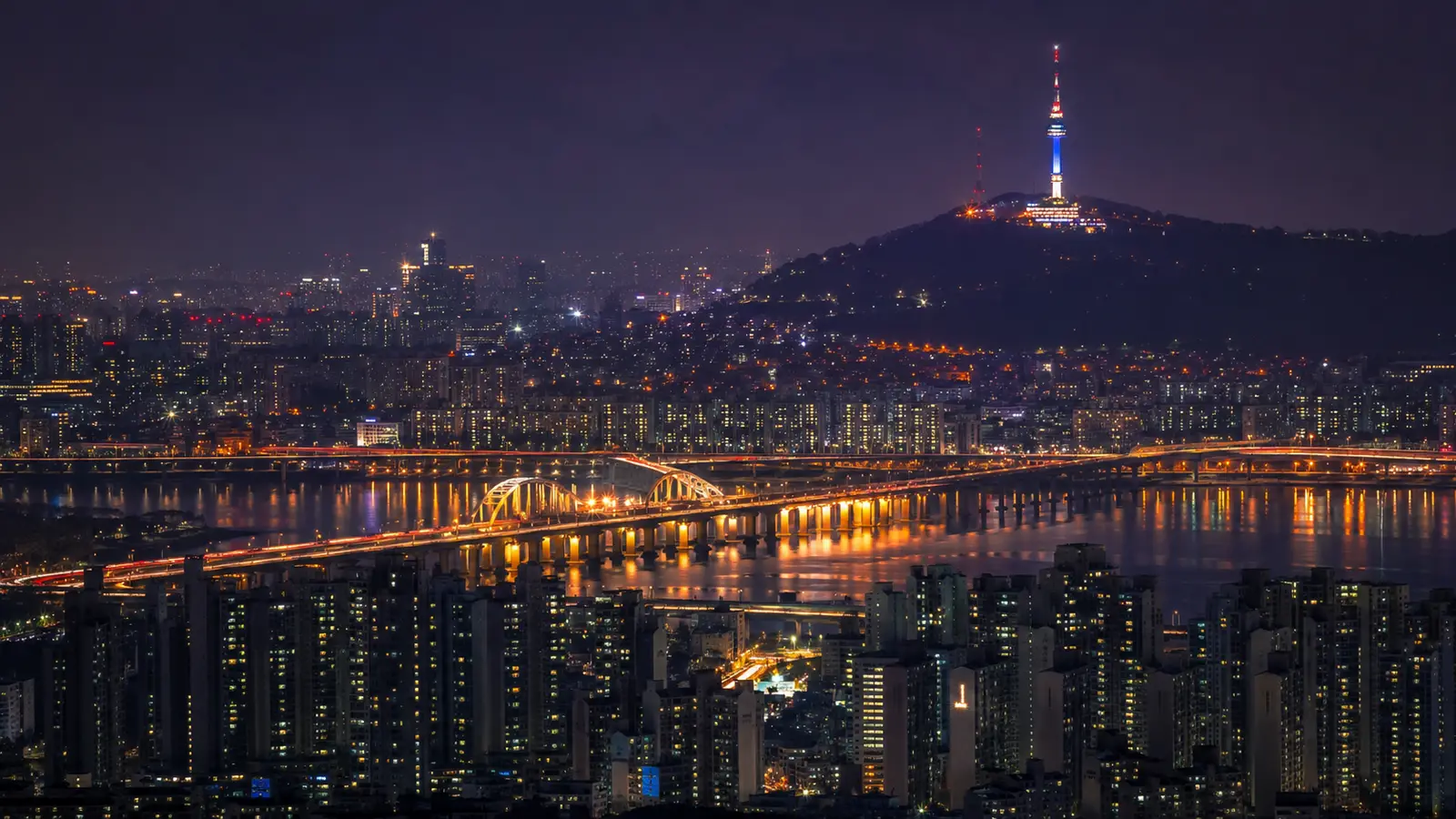 Downtown Seoul at dusk