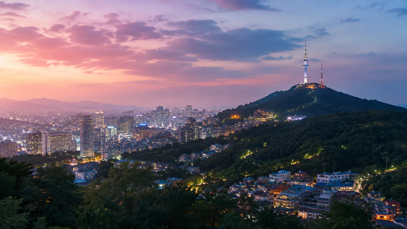 Downtown Seoul at dusk